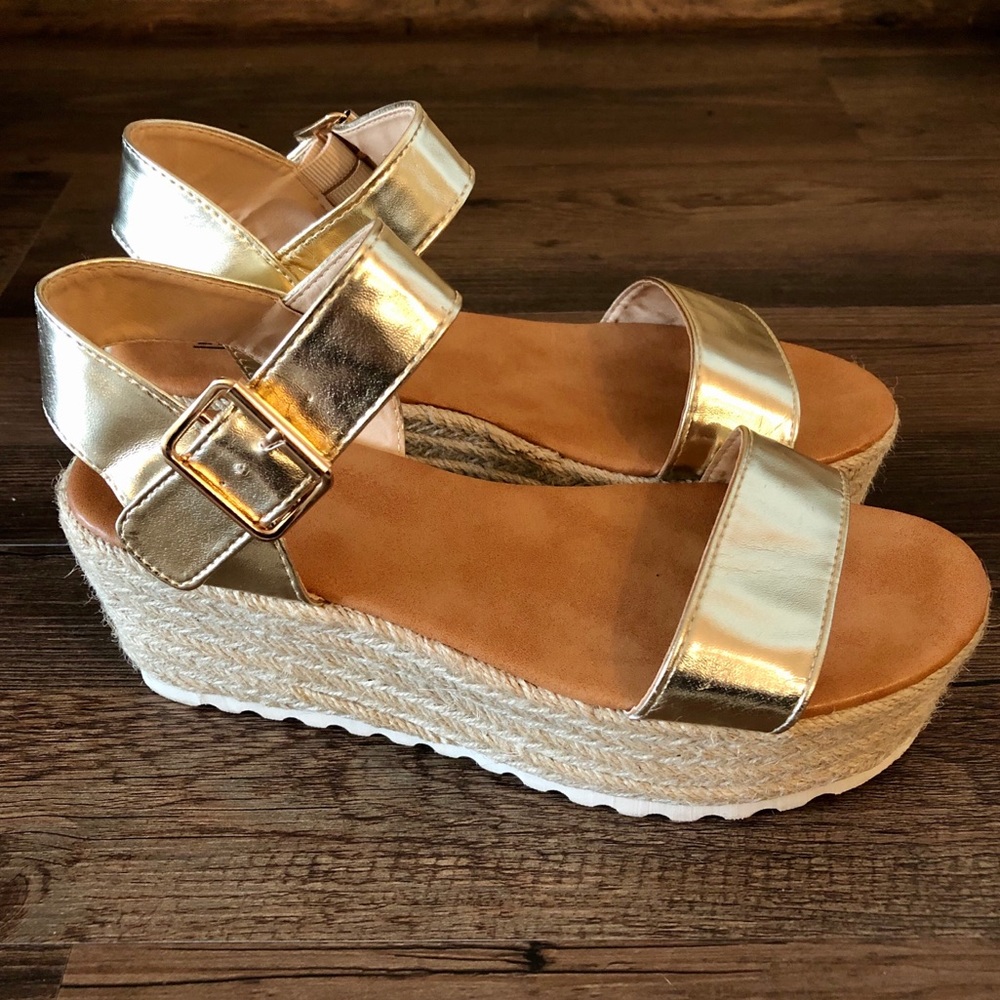 Gold Platform Espadrilles